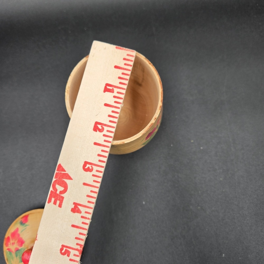 Vtg‎ Russian ? Ukranian Wooden Container Vase with Lid Folk Art Pink Floral - Picture 11 of 13